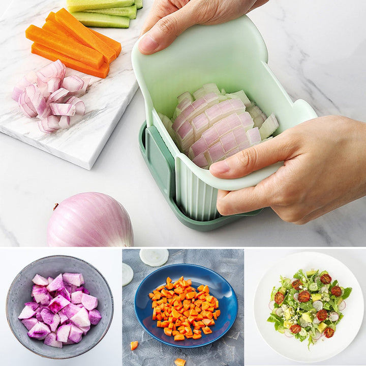 Vegetable Slicer with Container Soft Food Time-saving Chopper Stainless Steel Blade Detachable Cutter for Veggie Fruit Image 2