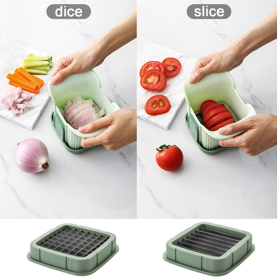 Vegetable Slicer with Container Soft Food Time-saving Chopper Stainless Steel Blade Detachable Cutter for Veggie Fruit Image 3