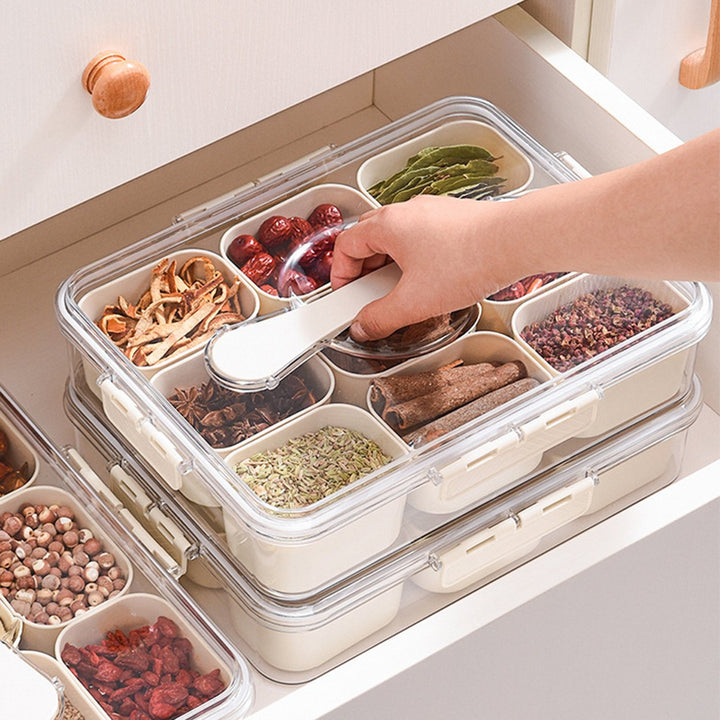 Spice Storage Box Fridge Crisper Box 9 Detachable Compartments Food Preservation Case Fruit Ginger Garlic Container Food Image 11