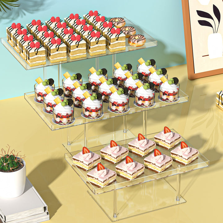 Cupcake Dessert Table Display Set Easy Assembly Versatile Design Transparent Dessert Pastry Food Treat Tier Cookie Image 9