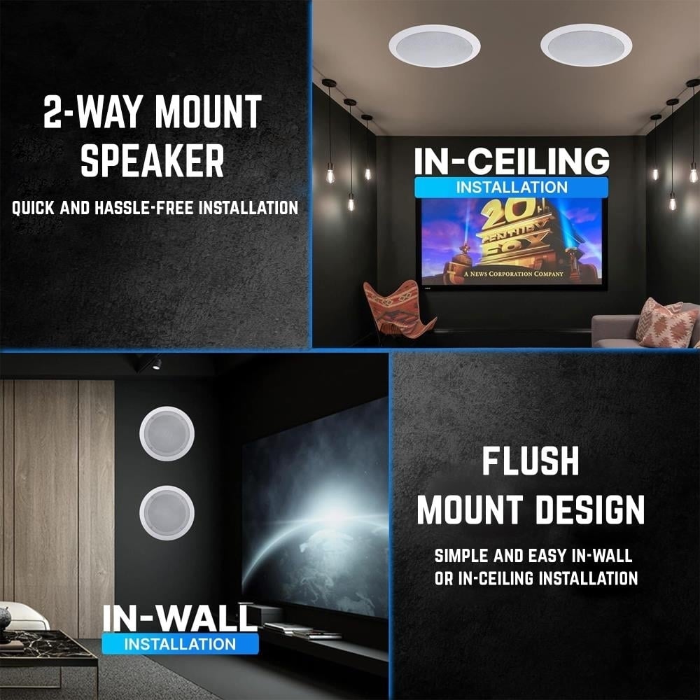 Home Theater System 2 Ch 600W Bluetooth Amplifier w 2x 8" Framed Ceiling Speakers 300W Each 50ft Wire and Remote Ideal Image 8