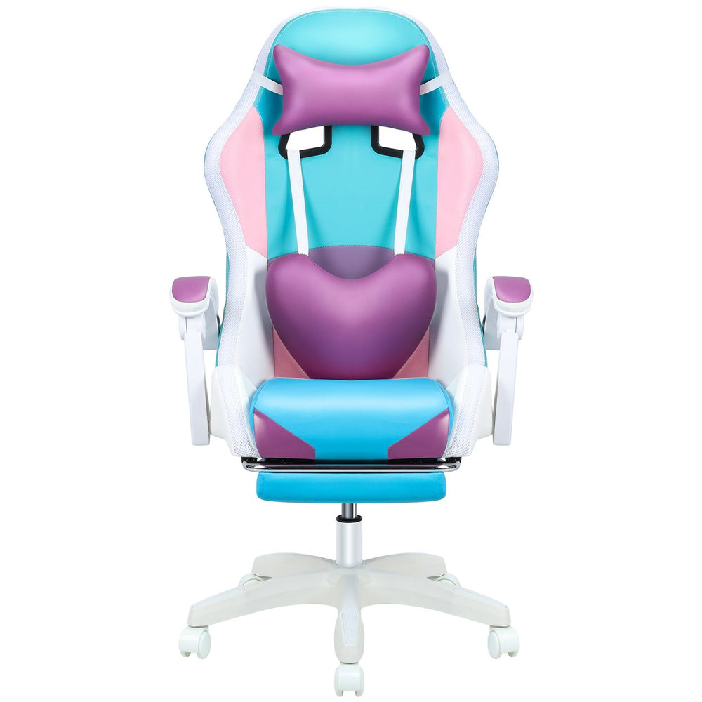 Gaming Chair with RGB LED Lights Girl Video Chair Ergonomic Computer Chair with Massage and Footrest Reclining Video Image 2