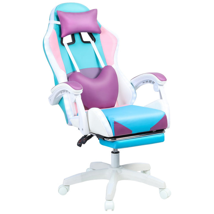 Gaming Chair with RGB LED Lights Girl Video Chair Ergonomic Computer Chair with Massage and Footrest Reclining Video Image 4