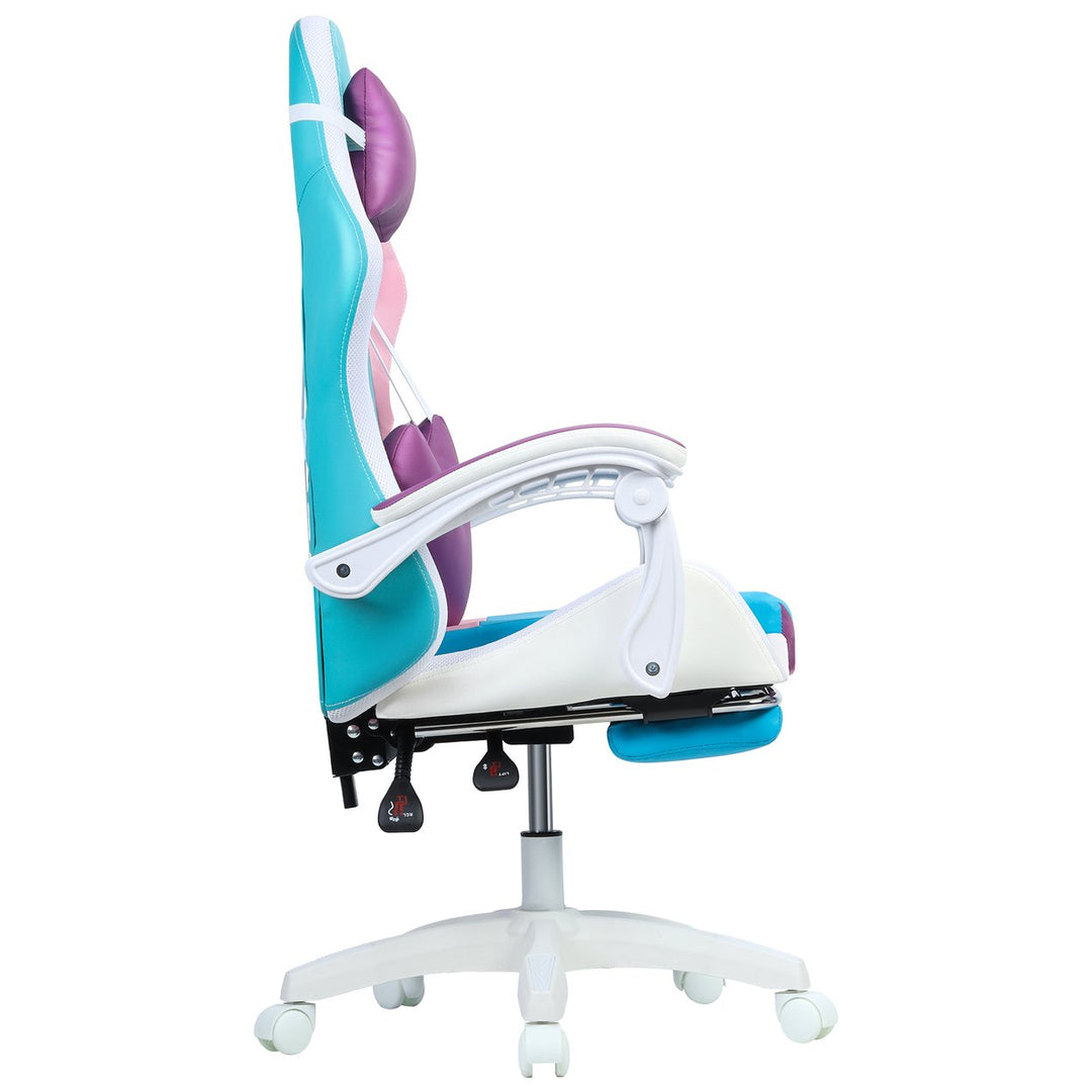 Gaming Chair with RGB LED Lights Girl Video Chair Ergonomic Computer Chair with Massage and Footrest Reclining Video Image 7