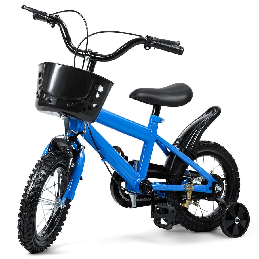 12 Inch Kids Bike Children Bicycle with Training Wheels Storage Basket Height Adjustable Toddler Bike for 2-6 Years Old Image 1