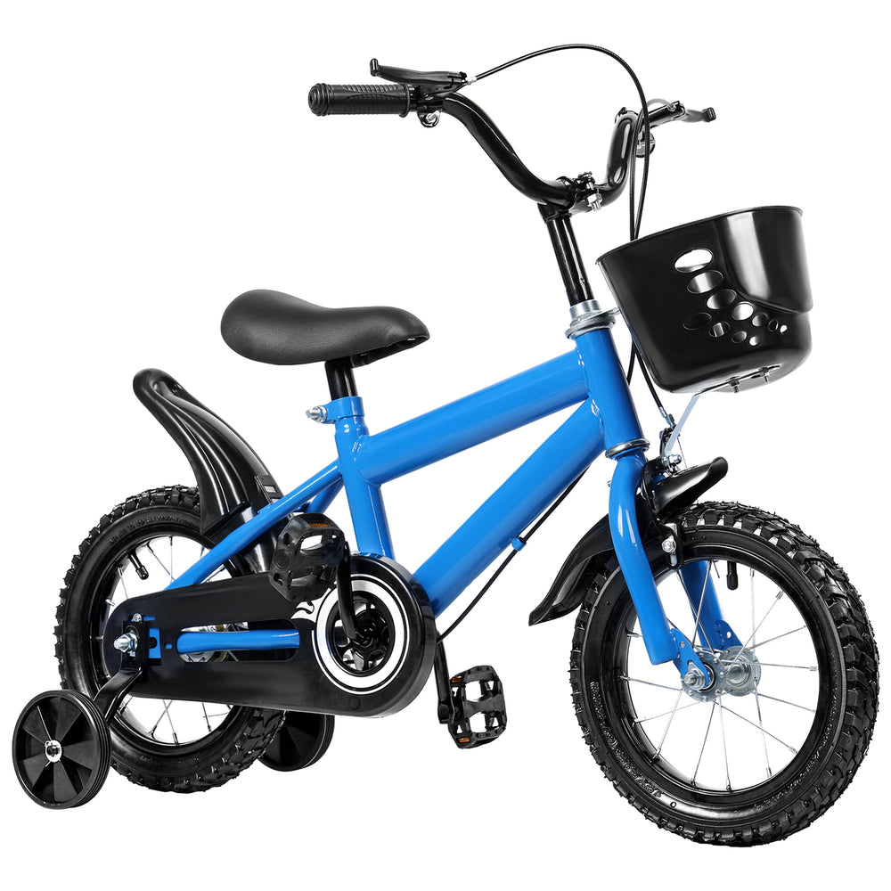 12 Inch Kids Bike Children Bicycle with Training Wheels Storage Basket Height Adjustable Toddler Bike for 2-6 Years Old Image 2