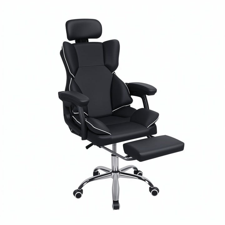 Big Tall Office Chair Faux Leather Computer Chair Executive Office Chair with Foot Rest Headrest and Lumbar Support Image 1