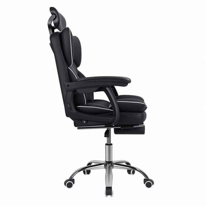 Big Tall Office Chair Faux Leather Computer Chair Executive Office Chair with Foot Rest Headrest and Lumbar Support Image 4