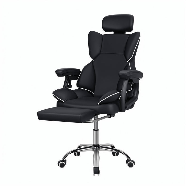 Big Tall Office Chair Faux Leather Computer Chair Executive Office Chair with Foot Rest Headrest and Lumbar Support Image 4