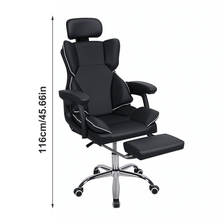 Big Tall Office Chair Faux Leather Computer Chair Executive Office Chair with Foot Rest Headrest and Lumbar Support Image 6