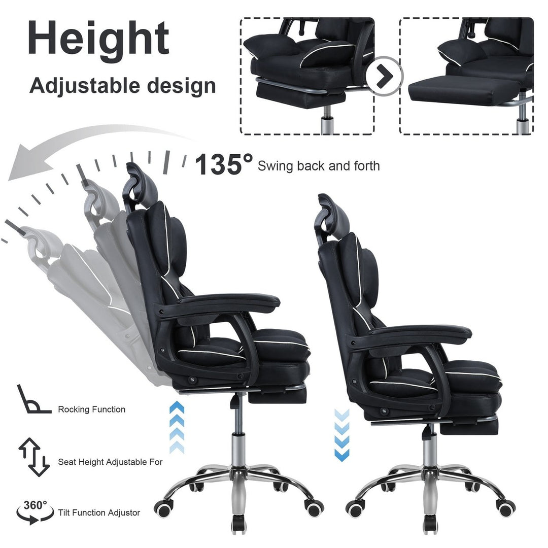 Big Tall Office Chair Faux Leather Computer Chair Executive Office Chair with Foot Rest Headrest and Lumbar Support Image 7