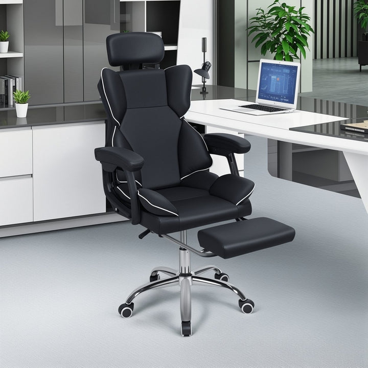 Big Tall Office Chair Faux Leather Computer Chair Executive Office Chair with Foot Rest Headrest and Lumbar Support Image 9