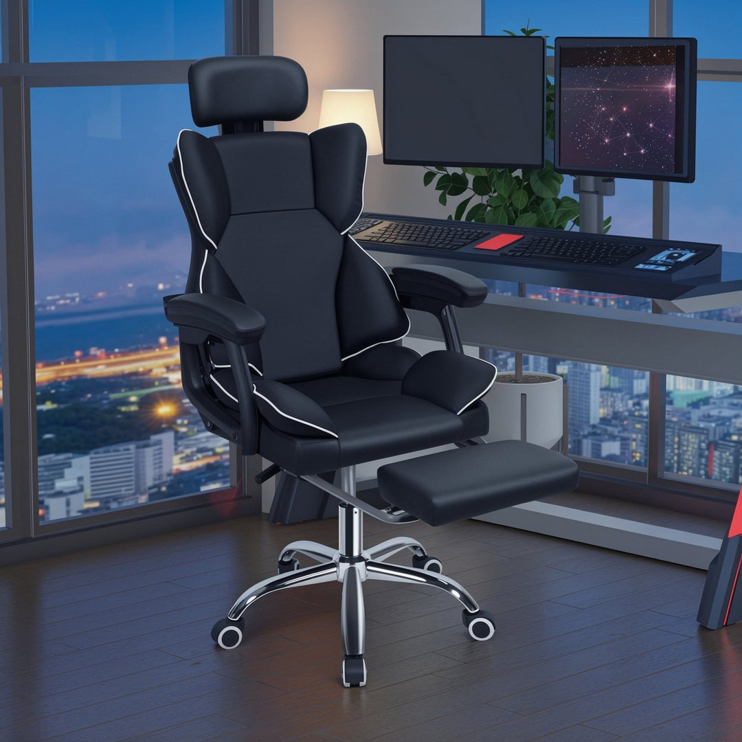 Big Tall Office Chair Faux Leather Computer Chair Executive Office Chair with Foot Rest Headrest and Lumbar Support Image 10