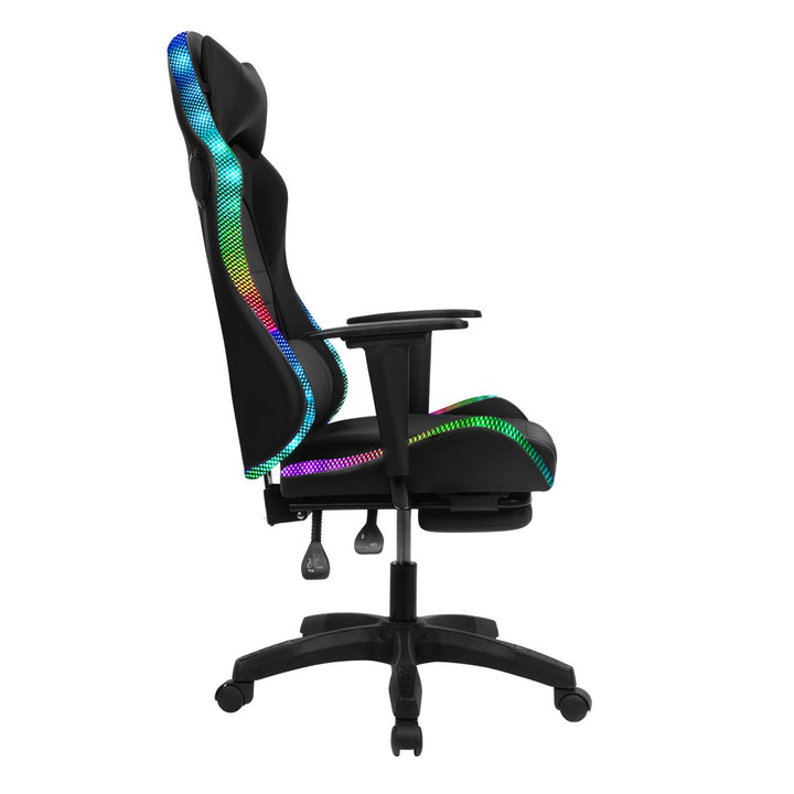 Gaming Chair with Retractable Footrest 350lbs Load Capacity Office Chair with Bluetooth-compatible Speakers RGB LED Image 4