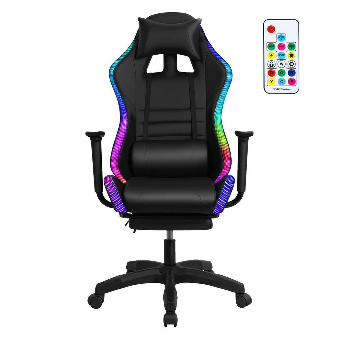 Gaming Chair with Retractable Footrest 350lbs Load Capacity Office Chair with Bluetooth-compatible Speakers RGB LED Image 11