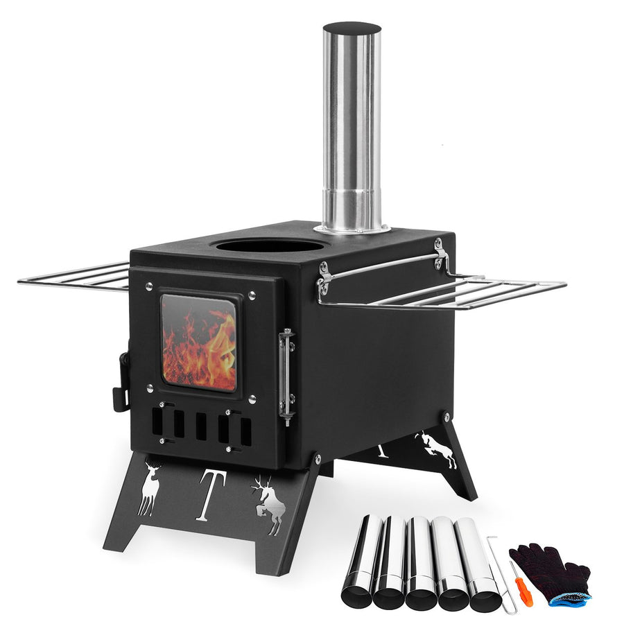 Wood Burning Stove Folding Portable Wood Stove Tent Stove for Heating Camping Stove include Pipes Image 1