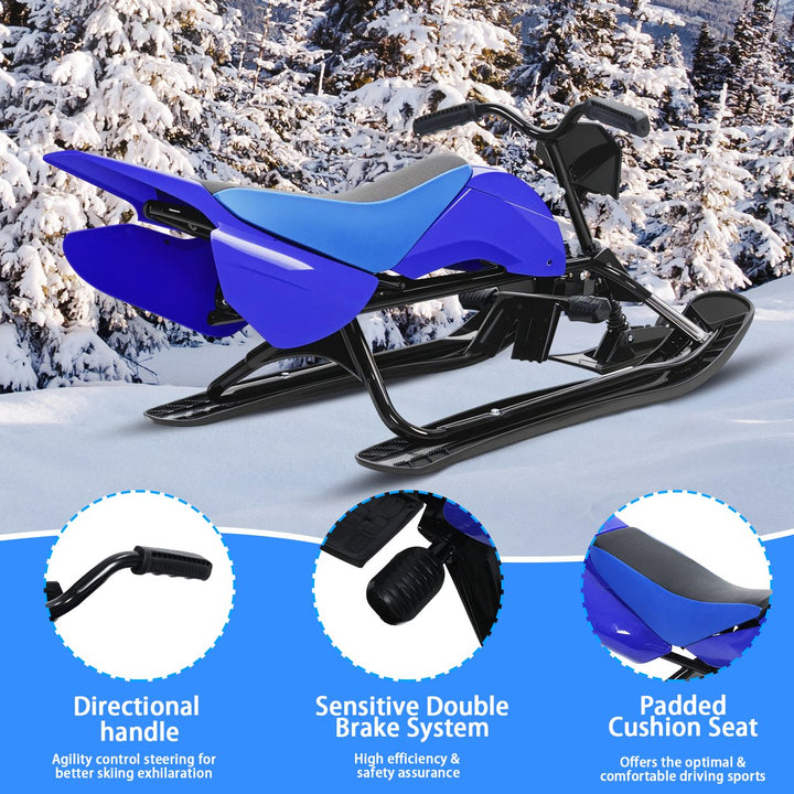 Steering Control Ski Board 220lbs Load-capacity Twin Brakes Adults/Kids Snow Racer Sled Ski Sled Snowboard Winter Sport Image 9