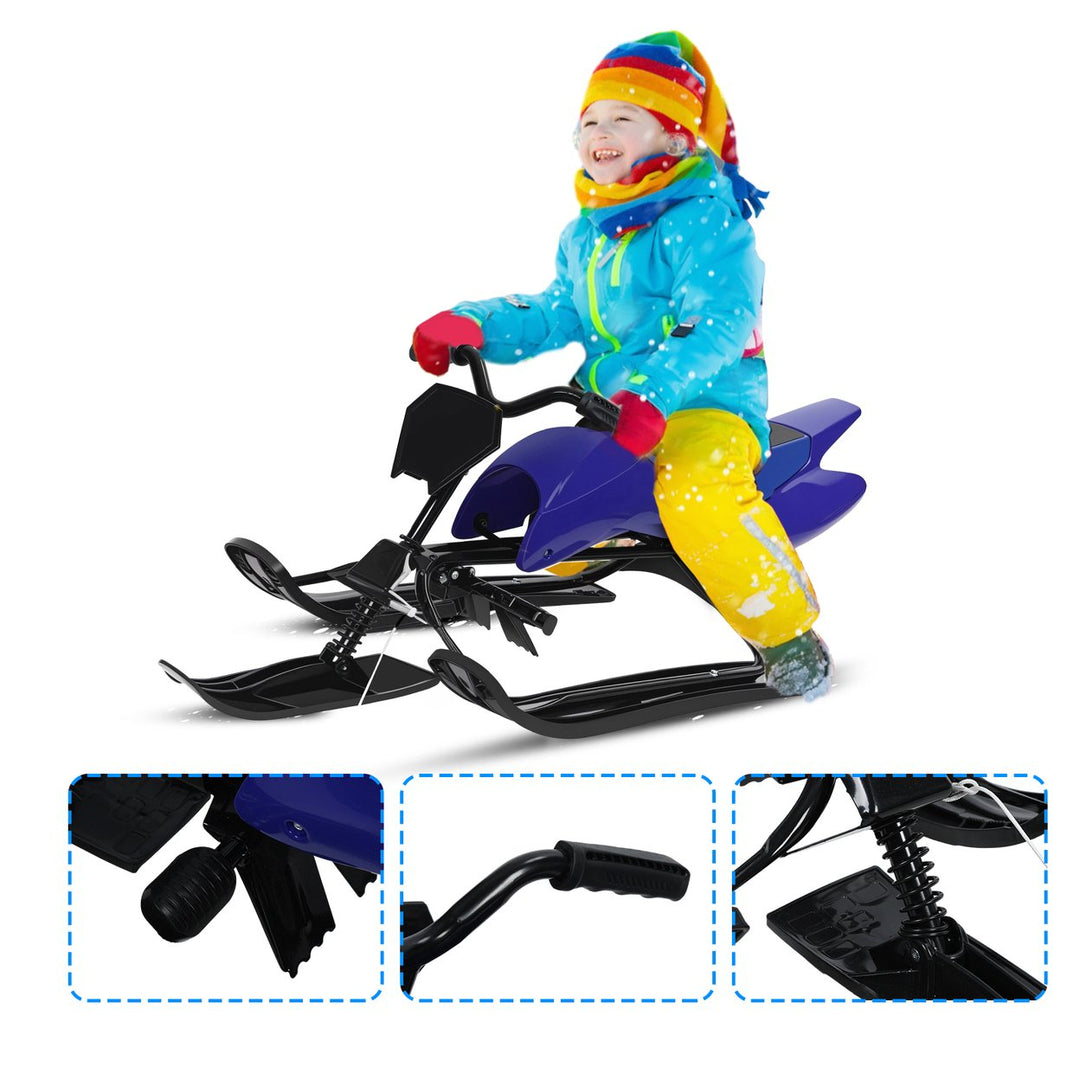 Steering Control Ski Board 220lbs Load-capacity Twin Brakes Adults/Kids Snow Racer Sled Ski Sled Snowboard Winter Sport Image 12