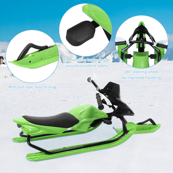 Snow Racer Sled with Sensitive Brake And 3 Gear Adjustable Cushion Winter Outdoor Activity Ski Sled Slider Board for Image 9