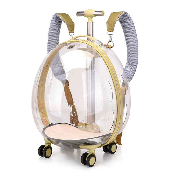 Cat Carrier with Wheels Transparent Pet Carrier Trolley Case with Breathing Holes Large Space Pet Travel Carrier for Image 3