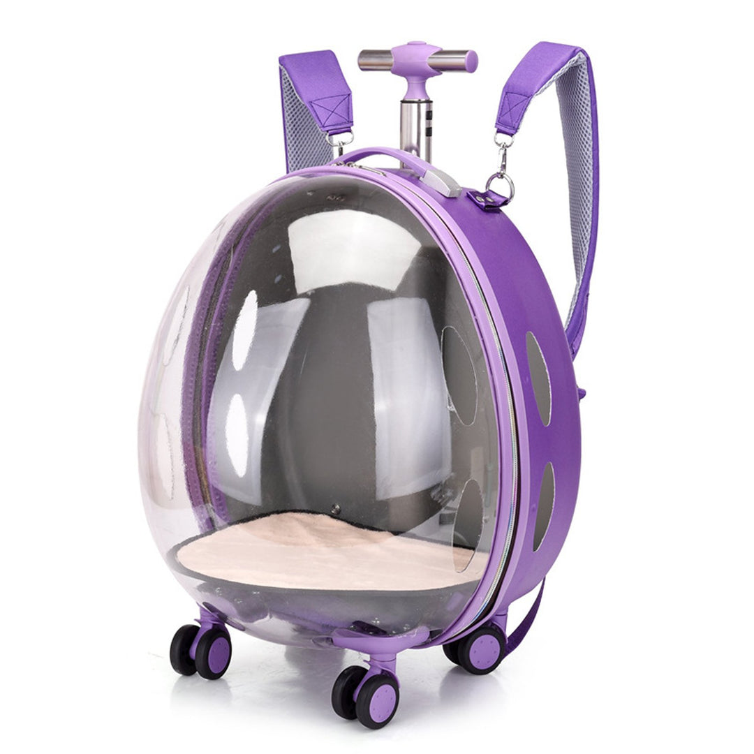 Cat Carrier with Wheels Transparent Pet Carrier Trolley Case with Breathing Holes Large Space Pet Travel Carrier for Image 4