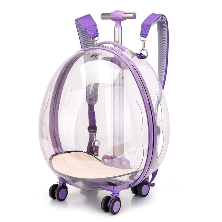 Cat Carrier with Wheels Transparent Pet Carrier Trolley Case with Breathing Holes Large Space Pet Travel Carrier for Image 4