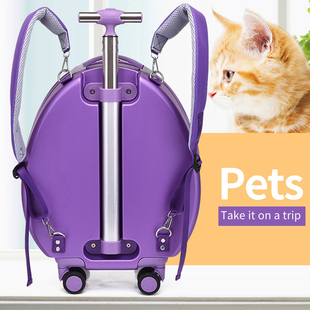 Cat Carrier with Wheels Transparent Pet Carrier Trolley Case with Breathing Holes Large Space Pet Travel Carrier for Image 8