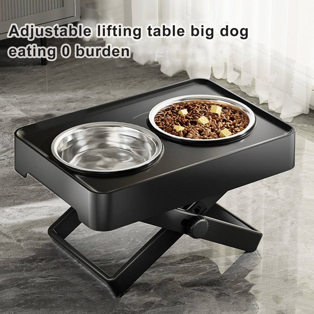 Elevated Dog Bowls Height Adjustable Raised Dog Bowl Non-slip X-shape Stand with Stainless Steel Bowls for Small Dogs Image 2