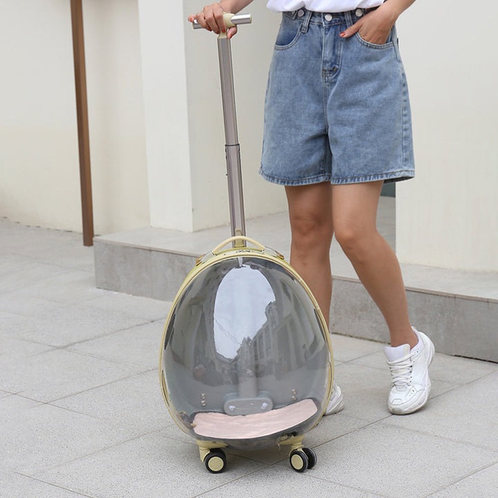 Cat Carrier with Wheels Transparent Pet Carrier Trolley Case with Breathing Holes Large Space Pet Travel Carrier for Image 11