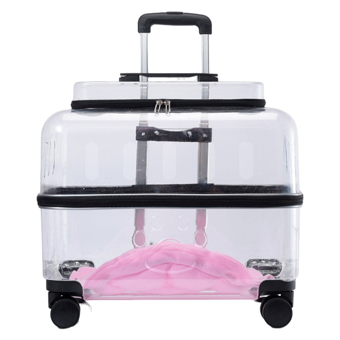 Cat Carrier with Wheels Transparent Pet Carrier Cat Trolley Case with Breathable Holes Large Space Cat Backpack for Image 1