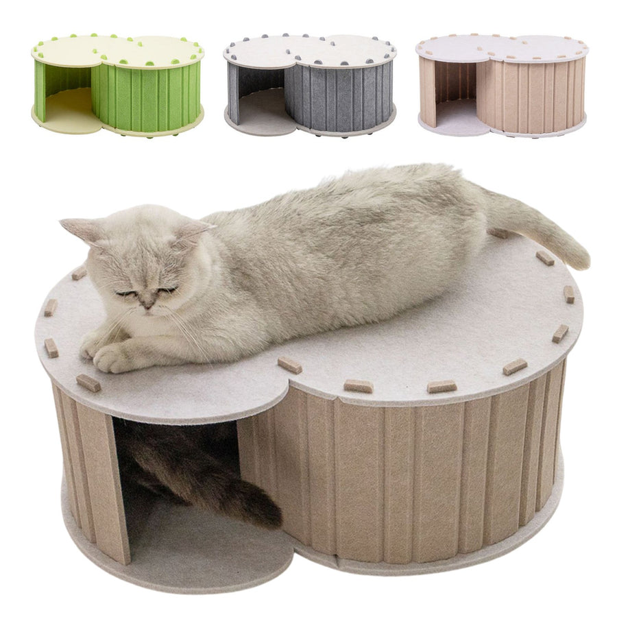 Large Cat Tunnel Bed Felt Cat Nest Detachable Cat Hideaway Nap Rest Bed Cat Cave House Pet Playing Tunnel Image 1