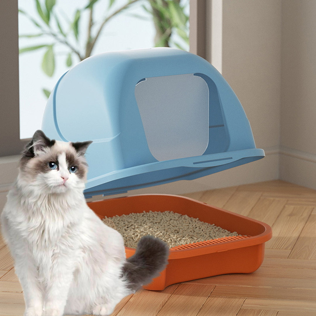 Large Cat Litter Box with Lid Closed Kitten Litter Pan with Litter Scoop Cat Enclosed Toilet Spacious Interior Pet Image 6