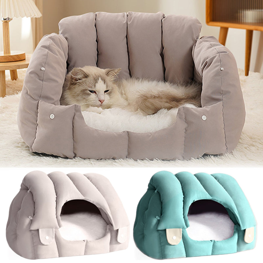 Pet Sofa Dual-Purpose Cat Bed Adjustable Shape Pet House Tent with Washable Removable Cushion for Cats Small Dogs Rabbit Image 1