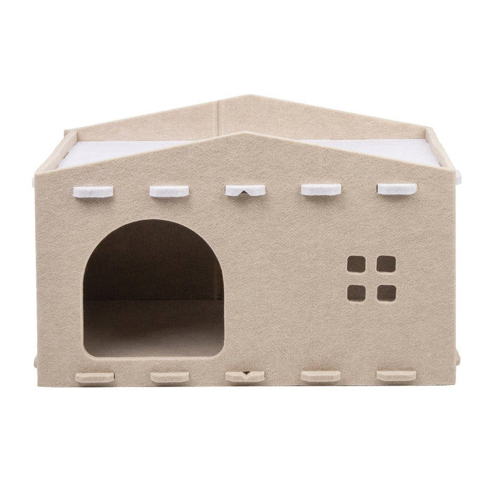 Cat Bed Large Cat Cave Nest Pet House Felt Cat Play Rest Space Pet Condo Hideaway Cube 2-in-1 Scratching Board Cat Bed Image 4