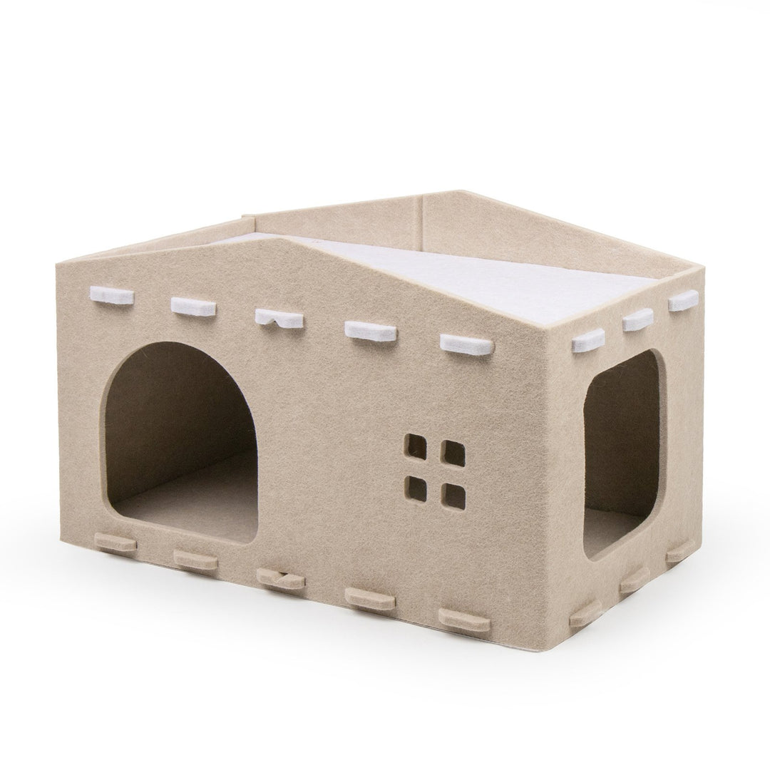 Cat Bed Large Cat Cave Nest Pet House Felt Cat Play Rest Space Pet Condo Hideaway Cube 2-in-1 Scratching Board Cat Bed Image 9