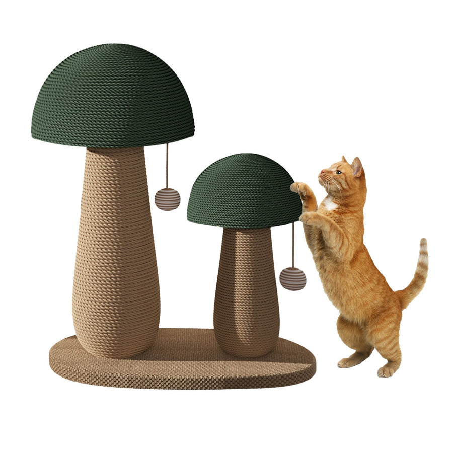 Cat Scratching Post Mushroom Tall Cat Scratcher with Interactive Ball Toy Natural Sisal Cat Claw Scratcher for Kittens Image 1