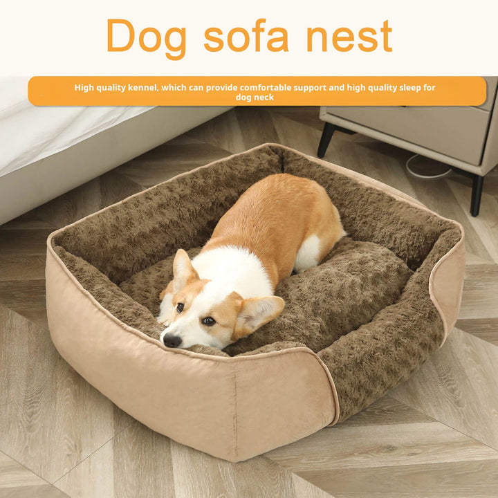 Rectangle Pet Bed Machine Washable Pet Sleeping Sofa with Removable Cushion All Seasons Non-Slip Bottom Pet Bed for Cats Image 1