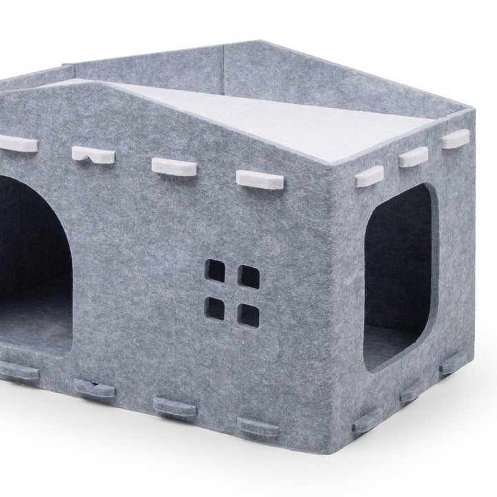 Cat Bed Large Cat Cave Nest Pet House Felt Cat Play Rest Space Pet Condo Hideaway Cube 2-in-1 Scratching Board Cat Bed Image 10