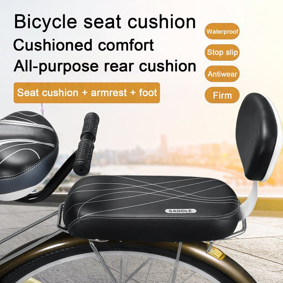 Bicycle Rear Back Seat Cushion Bike Armrest Footrest Handrail Pedals Set Child Bike Safety Seat for Electric Folding Image 1