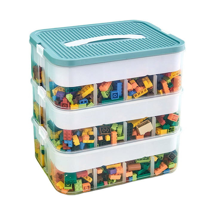 12L Toy Storage Box Large Capacity Multiple Compartments with Dustproof Lid Handle Design Blocks Toys Organizer Storage Image 4