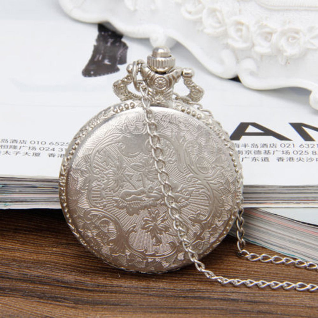 Pocket Watch Steam Train Locomotive Alloy Quartz Movement Chain Necklace Watch for Collection Image 2