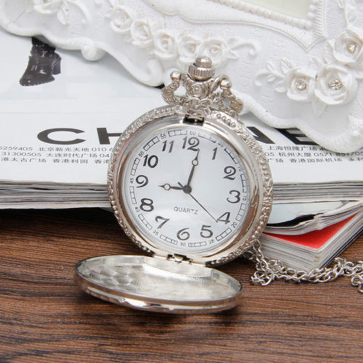 Pocket Watch Steam Train Locomotive Alloy Quartz Movement Chain Necklace Watch for Collection Image 3