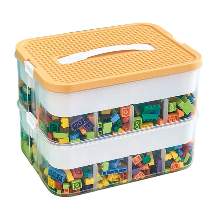 12L Toy Storage Box Large Capacity Multiple Compartments with Dustproof Lid Handle Design Blocks Toys Organizer Storage Image 6