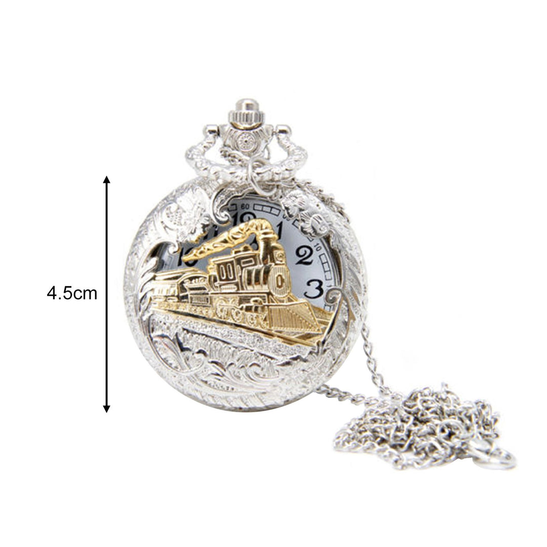 Pocket Watch Steam Train Locomotive Alloy Quartz Movement Chain Necklace Watch for Collection Image 4