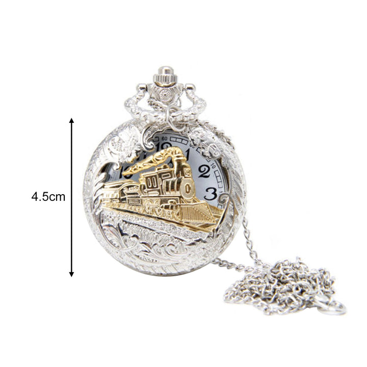 Pocket Watch Steam Train Locomotive Alloy Quartz Movement Chain Necklace Watch for Collection Image 4