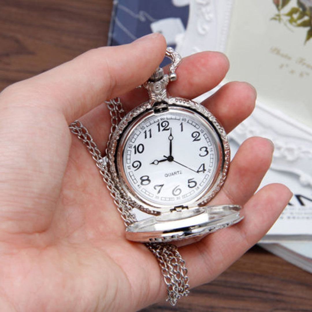 Pocket Watch Steam Train Locomotive Alloy Quartz Movement Chain Necklace Watch for Collection Image 7