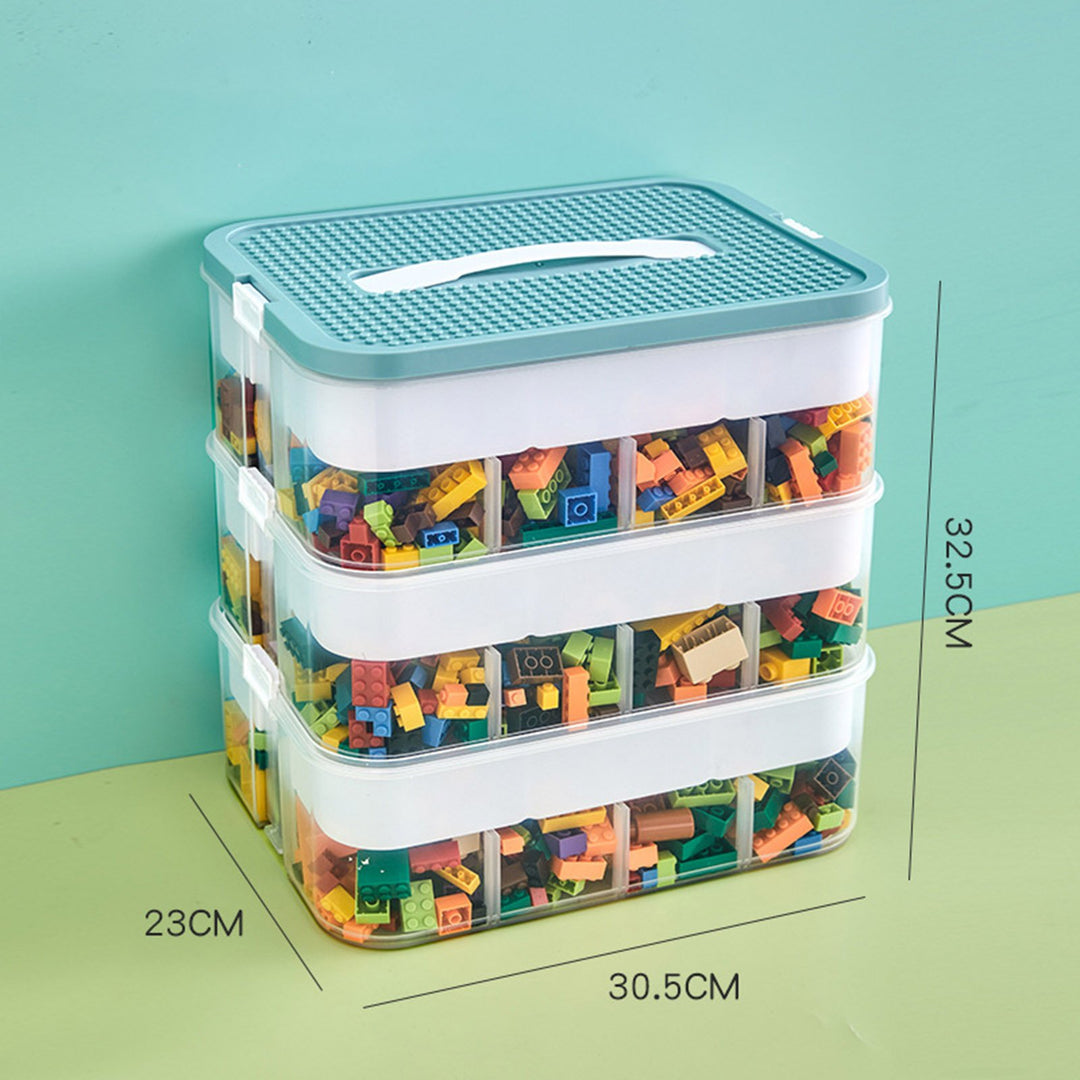 12L Toy Storage Box Large Capacity Multiple Compartments with Dustproof Lid Handle Design Blocks Toys Organizer Storage Image 11