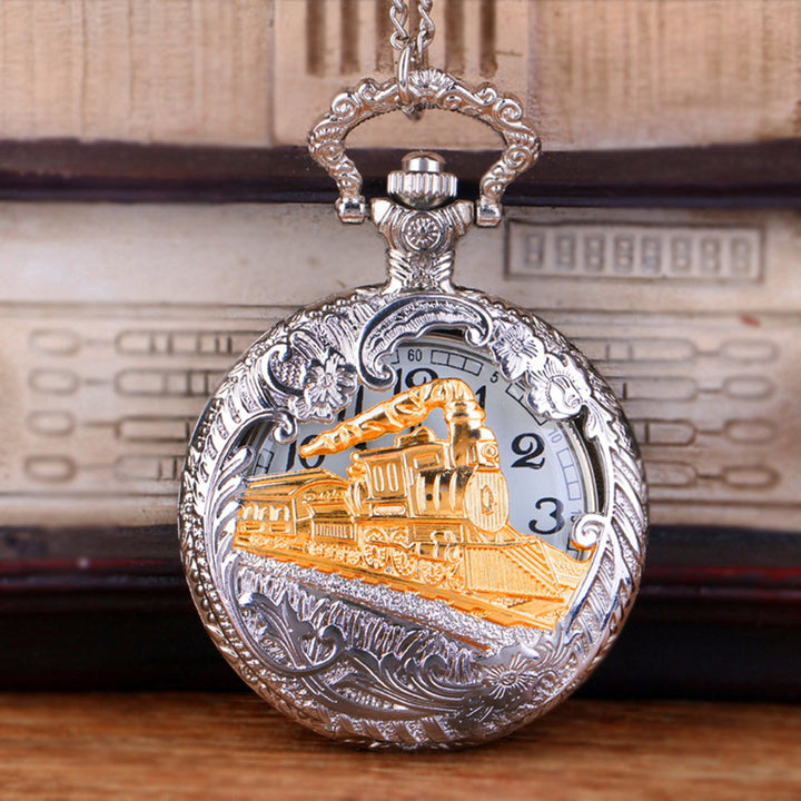 Pocket Watch Steam Train Locomotive Alloy Quartz Movement Chain Necklace Watch for Collection Image 10