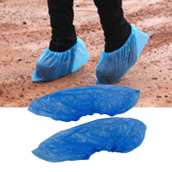 100Pcs Non-Slip Plastic Disposable Shoe Covers Cleaning Protective Overshoes for Hotel Image 1