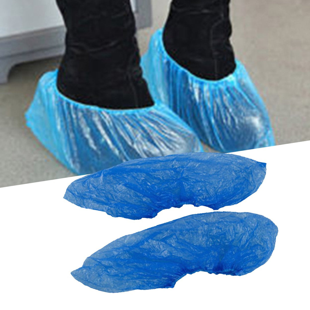 100Pcs Non-Slip Plastic Disposable Shoe Covers Cleaning Protective Overshoes for Hotel Image 2